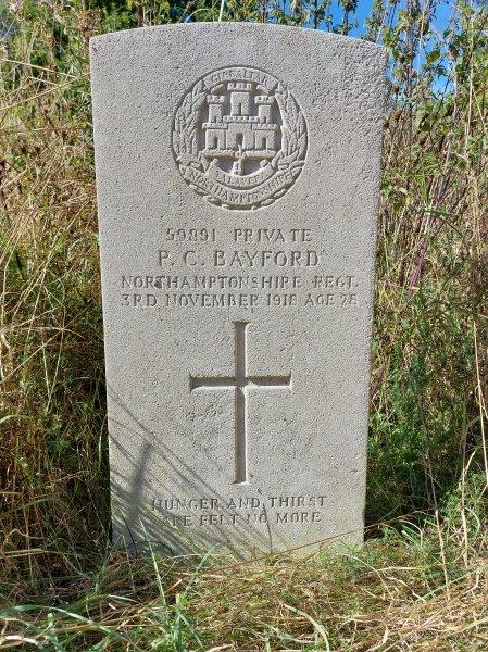 Commonwealth War Grave Memorial to Private P C Bayford